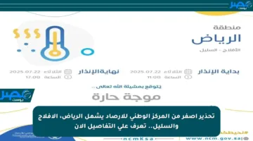 تحذير أصفر من المركز الوطني للأرصاد يشمل الرياض، الأفلاج والسليل.. تعرف على التفاصيل الآن